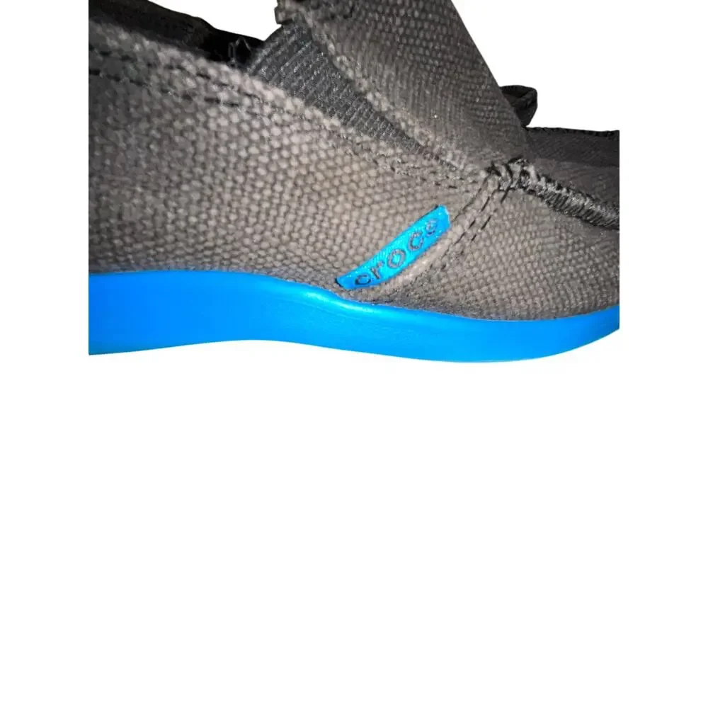 Crocs Santa Cruz Loafers Slip-On Shoes Charcoal Gray Canvas Junior Size 5